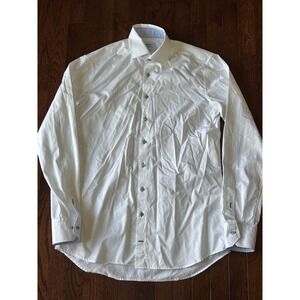 Stenströms Shirt 16 41 Solid White Fitted Body Twofold Cotton Extra Long Sleeve